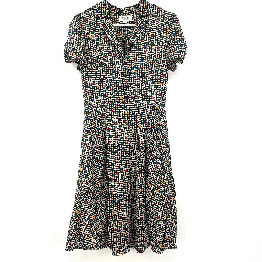 Tulip B Multicolored Button Top A-Line Dress Women's Small